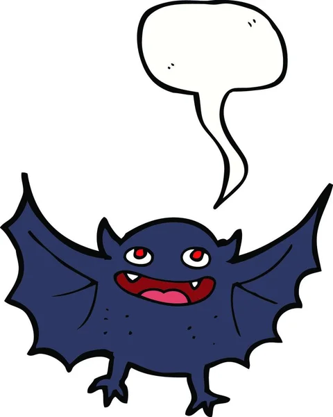 Pipistrello Vampiro Cartone Animato Con Bolla Discorso — Vettoriale Stock