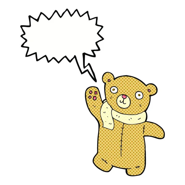 Schattig Cartoon Teddy Beer Met Spraakbel — Stockvector