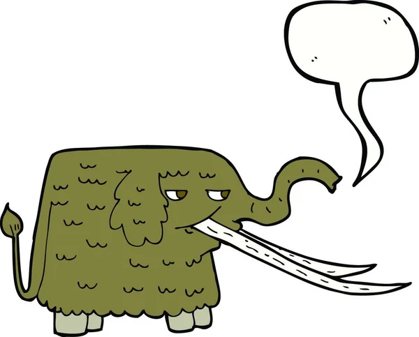 Cartoon Wollige Mammoet Met Spraakbel — Stockvector