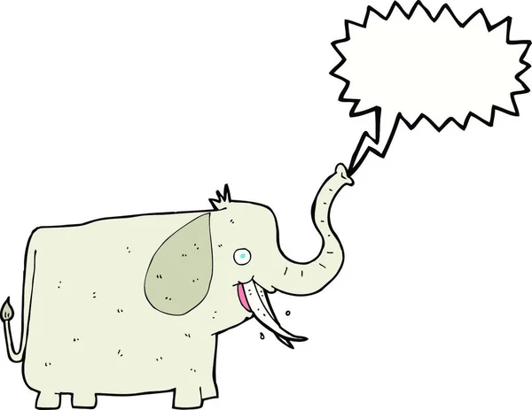 Cartoon Gelukkig Olifant Met Spraakzeepbel — Stockvector