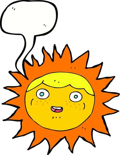 Personaje Dibujos Animados Sol Con Burbuja Habla — Archivo Imágenes Vectoriales