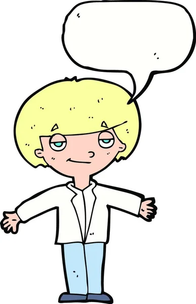 スピーチ バブルを持つ漫画のような小さな男の子 — ストックベクタ