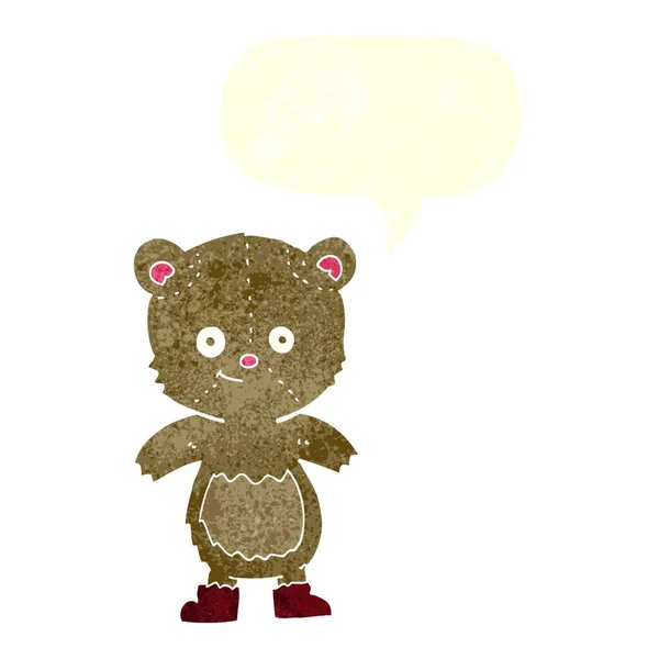 Cartoon Schattig Teddybeer Met Spraakbel — Stockvector