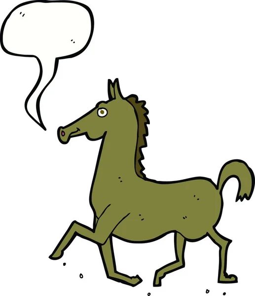 Kuda Kartun Dengan Gelembung Ucapan - Stok Vektor