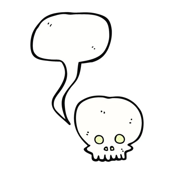 Dessin Animé Fantôme Crâne Symbole Avec Bulle Parole — Image vectorielle