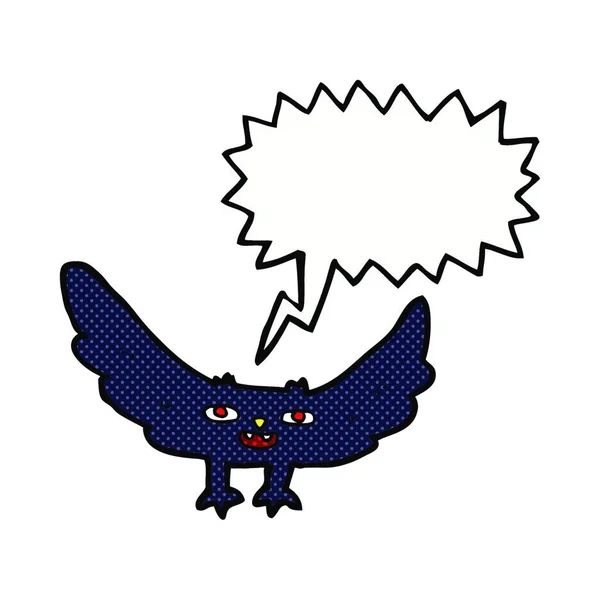 Desenho Animado Morcego Vampiro Assustador Com Bolha Fala —  Vetores de Stock