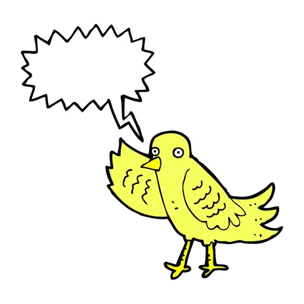 Cartoon Waving Bird Speech Bubble — Stock Vector