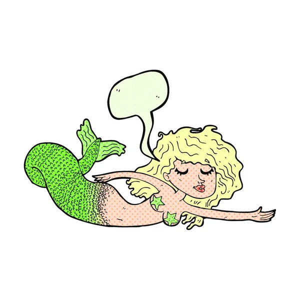 Sirena Dibujos Animados Con Burbuja Habla — Vector de stock