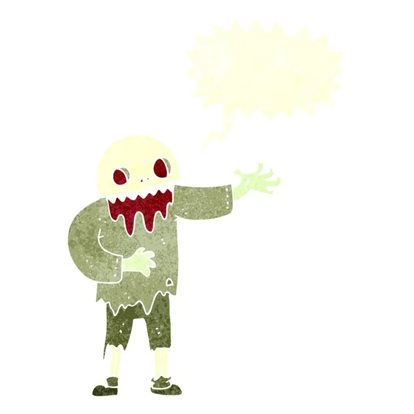 Zombie Effrayant Dessin Animé Avec Bulle Parole — Image vectorielle