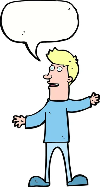 Desenho Animado Surpreendido Homem Com Bolha Fala —  Vetores de Stock