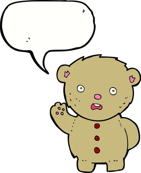 Cartoon Unhappy Teddy Bear Speech Bubble — Stock Vector
