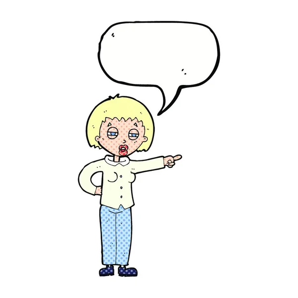 Cartoon Woman Telling Speech Bubble — Stock Vector