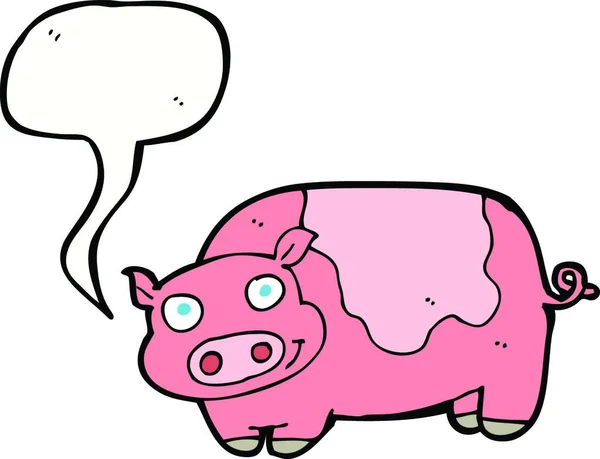 Cartoon Pig Speech Bubble — Stock Vector