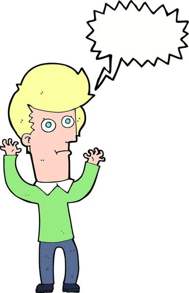 Cartone Animato Uomo Scioccato Con Bolla Discorso — Vettoriale Stock