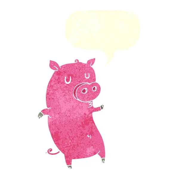 Funny Cartoon Pig Speech Bubble — Stock Vector