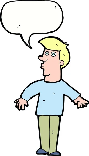 Karikatur Überrascht Mann Mit Sprechblase — Stockvektor