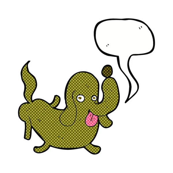Perro Dibujos Animados Que Sobresale Lengua Con Burbuja Del Habla — Vector de stock
