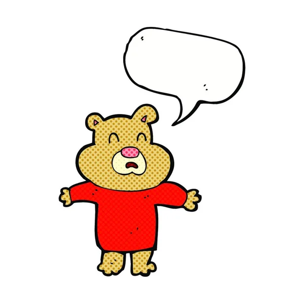 Мультфильм Несчастный Медведь Мыльным Пузырем Речи — стоковый вектор