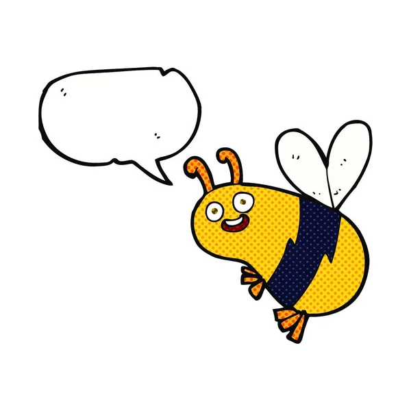 Смешная Мультяшная Пчела Пузырьком Речи — стоковый вектор