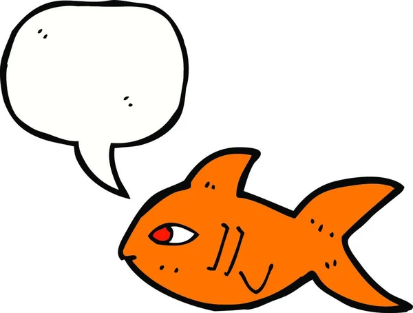 Poisson Dessin Animé Avec Bulle Parole — Image vectorielle