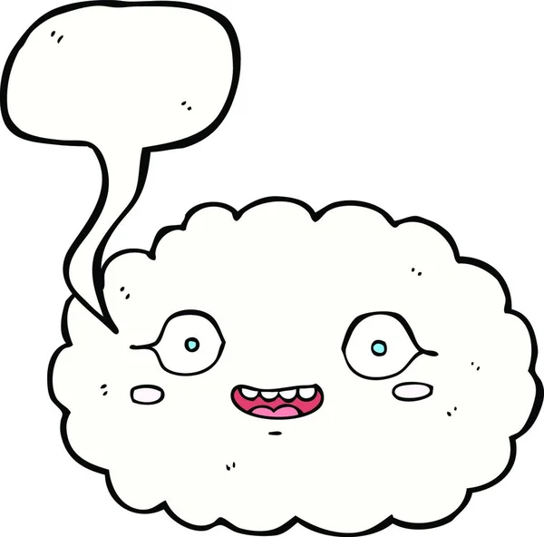 Nube Dibujos Animados Feliz Con Burbuja Habla — Vector de stock