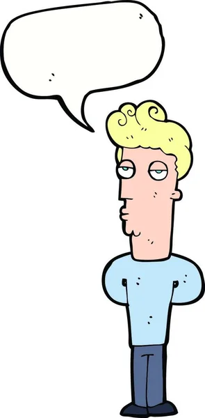 Desenho Animado Entediado Homem Com Fala Bolha —  Vetores de Stock