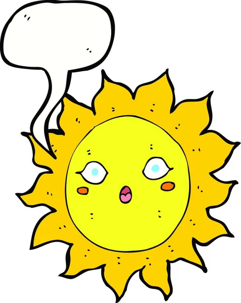 Dessin Animé Soleil Avec Bulle Parole — Image vectorielle