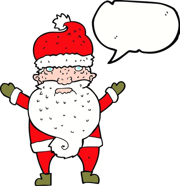 Karikatur Mürrischer Weihnachtsmann Mit Sprechblase — Stockvektor