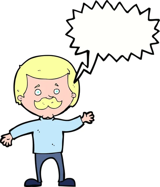 Cartoni Animati Papà Agitando Con Bolla Discorso — Vettoriale Stock