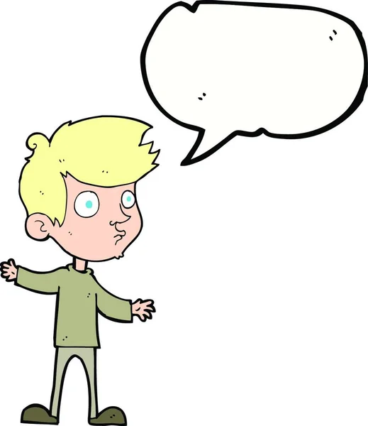 Cartoon Curious Boy Speech Bubble — Stock Vector