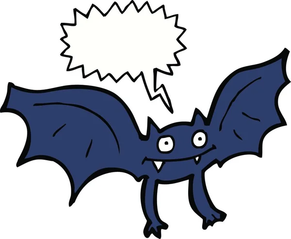 Murciélago Vampiro Dibujos Animados Con Burbuja Habla — Vector de stock