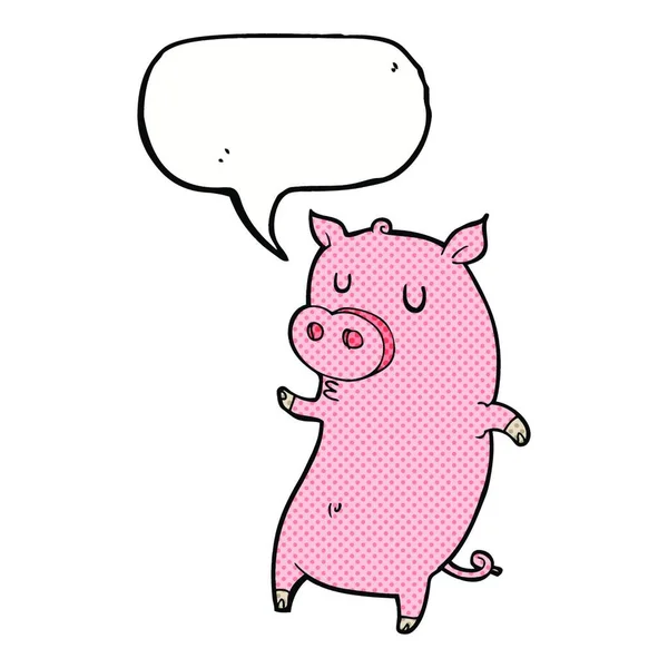 Funny Cartoon Pig Speech Bubble — Stock Vector