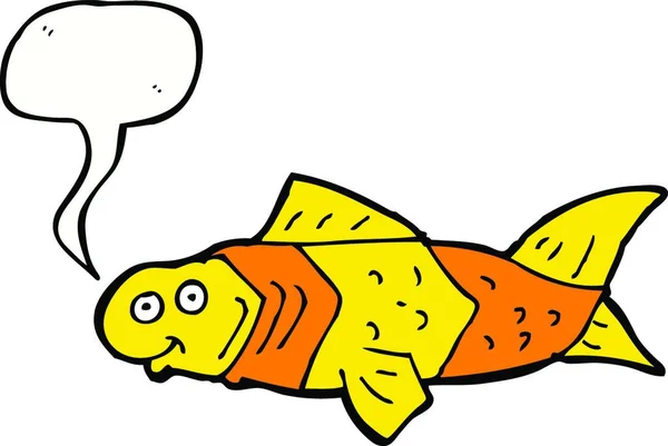 Мультяшна Смішна Риба Мовною Бульбашкою — стоковий вектор