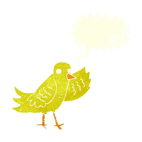 Dessin Animé Agitant Oiseau Avec Bulle Parole — Image vectorielle