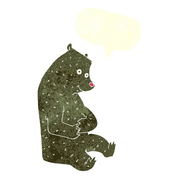 Urso Feliz Desenhos Animados Com Bolha Fala — Vetor de Stock