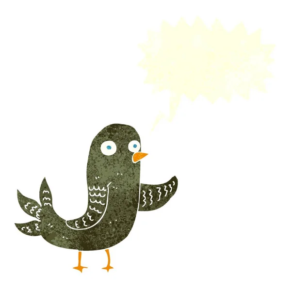 Kreslené Mávání Pták Hlasovou Bublinou — Stockový vektor
