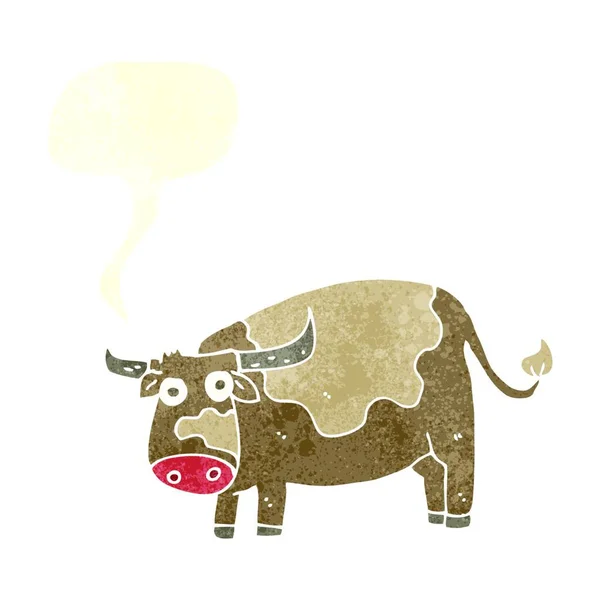 Vaca Dibujos Animados Con Burbuja Habla — Archivo Imágenes Vectoriales