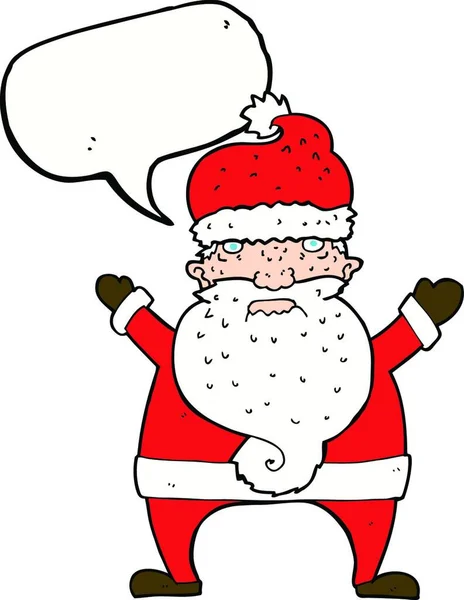 Dessin Animé Laid Père Noël Claus Avec Bulle Parole — Image vectorielle