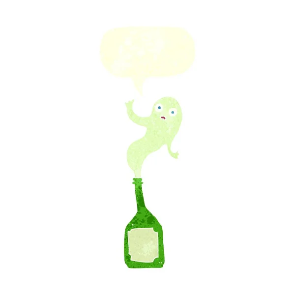 Fantasma Dibujos Animados Botella Con Burbuja Habla — Archivo Imágenes Vectoriales