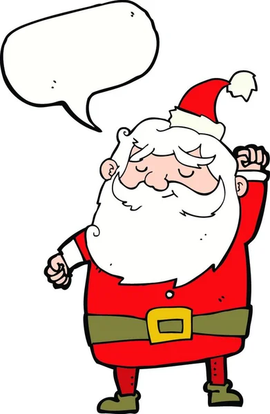 Dibujos Animados Santa Claus Perforando Aire Con Burbuja Del Habla — Vector de stock