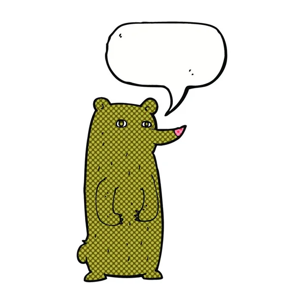 Funny Cartoon Bear Speech Bubble — Stock Vector