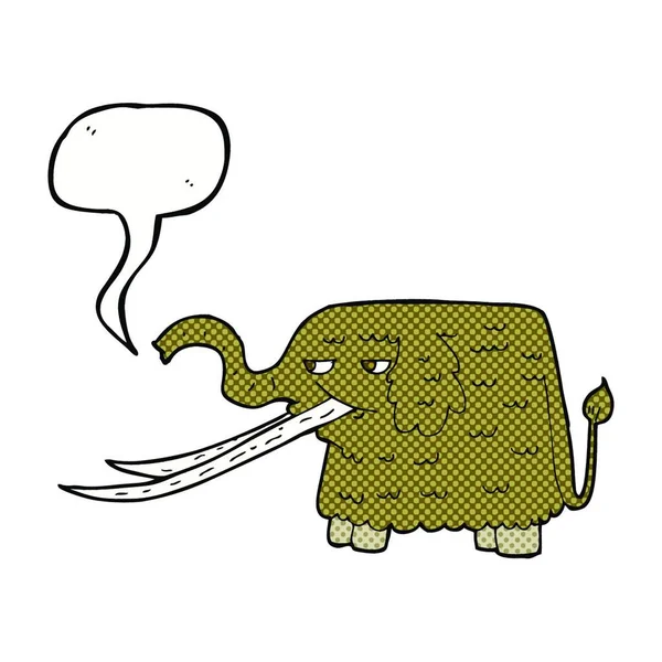 Cartoon Woolly Mammoth Speech Bubble — Stock Vector