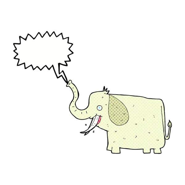 Cartoon Gelukkig Olifant Met Spraakzeepbel — Stockvector