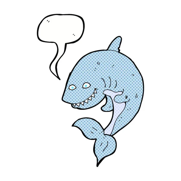 Requin Dessin Animé Avec Bulle Parole — Image vectorielle