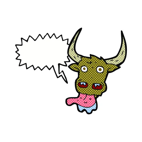 Visage Vache Dessin Animé Avec Bulle Parole — Image vectorielle
