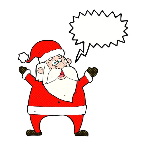 Lustige Weihnachtsmann Karikatur Mit Sprechblase — Stockvektor