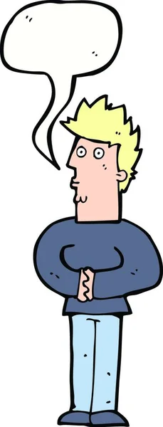 Karikatur Nervöser Mann Mit Sprechblase — Stockvektor