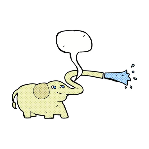 Caricature Éléphant Éjacule Eau Avec Bulle Parole — Image vectorielle