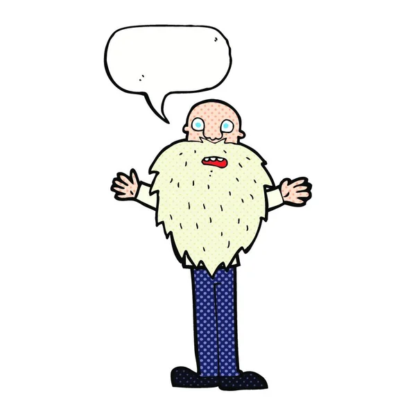 Cartoon Bearded Old Man Speech Bubble — Stock Vector