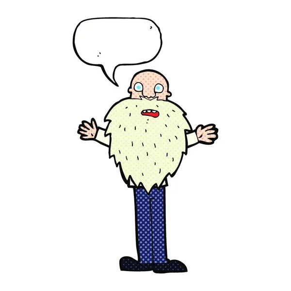 Dessin Animé Barbu Vieil Homme Avec Bulle Parole — Image vectorielle